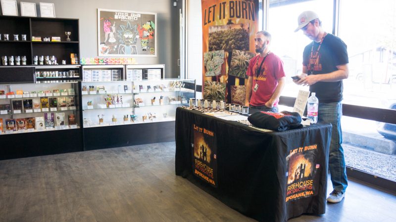 Firehouse Productions Vault Cannabis Vendor Day Table in Spokane, Washington.