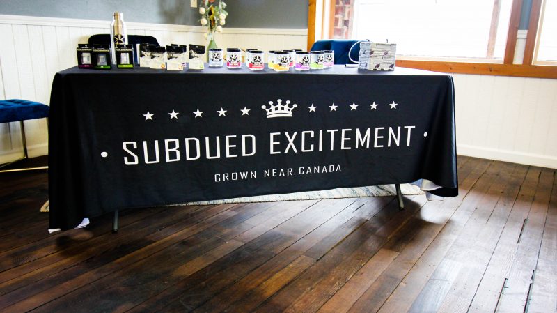 Subdued Excitement Table Spread for The Vault Cannabis Vendor Day in Silvana, Washington.
