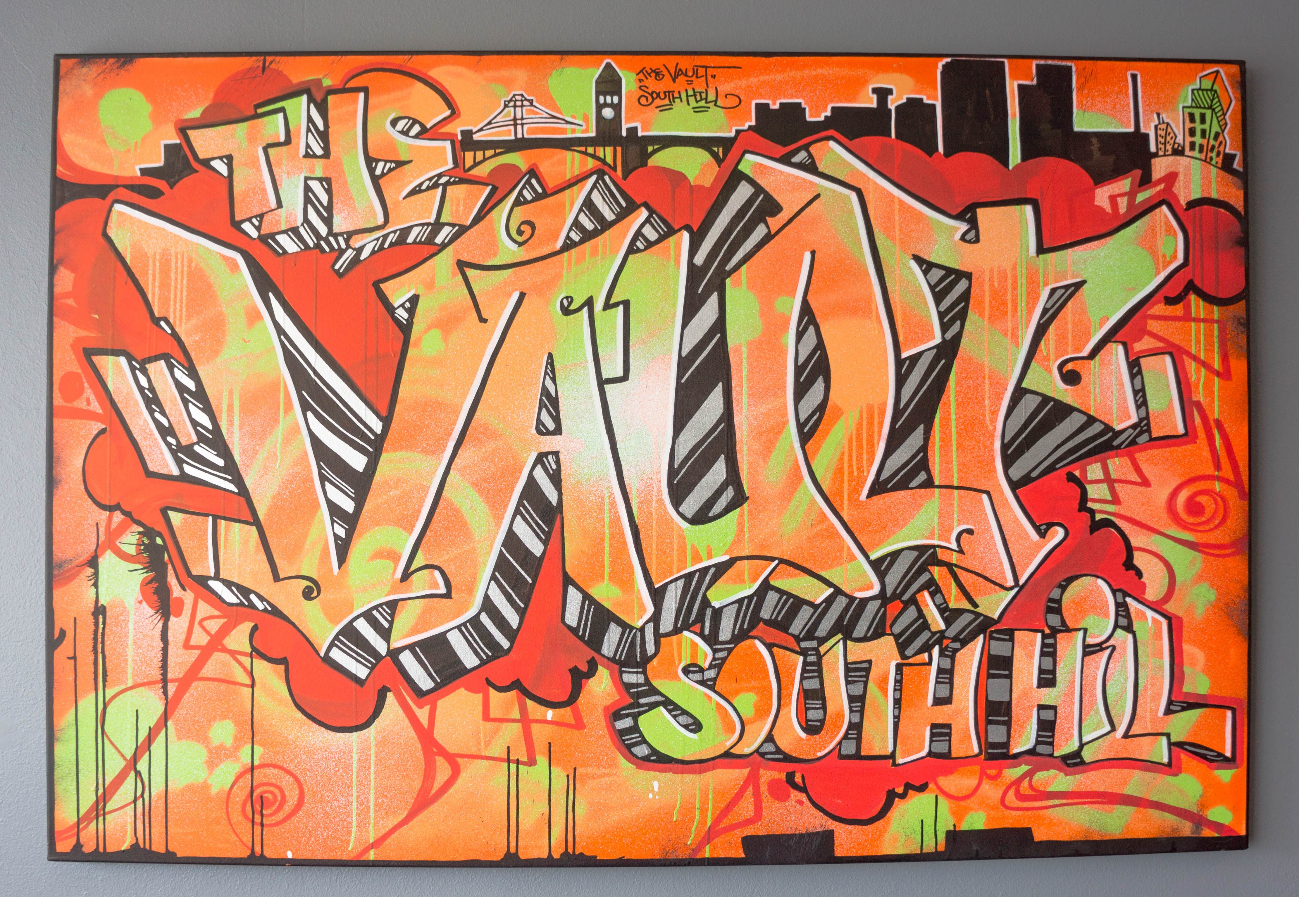The Vault Cannabis Spokane South Hill Wall Art graffiti style
